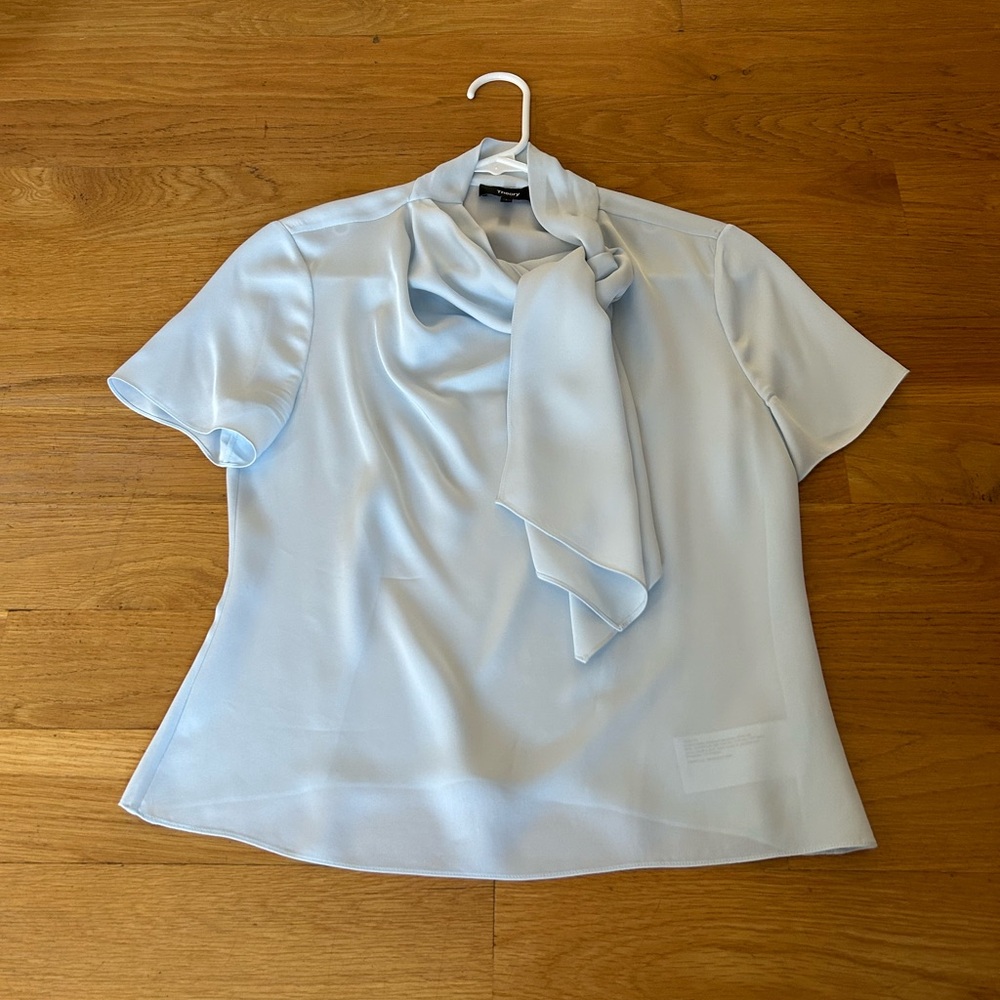 THEORY Silk Elegant Light Blue Women's Top